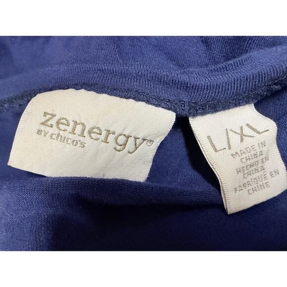 Zenergy by Chico’s Navy Tie-Dye Open Front Cardigan L/XL - Picture 6 of 7